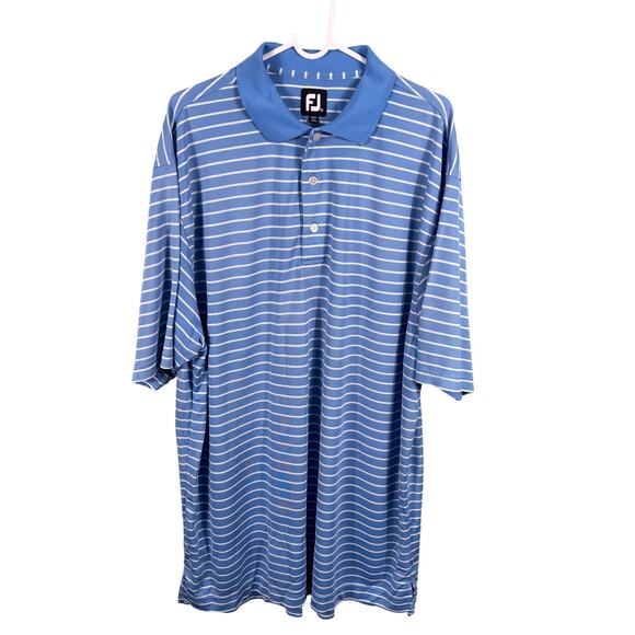 FootJoy Men's Size XL Blue White Striped Jersey Performance Short Sleeve Shirt - Picture 1 of 10